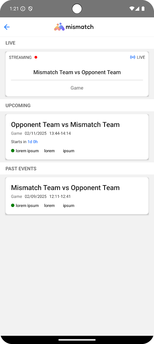 Live viewing screen