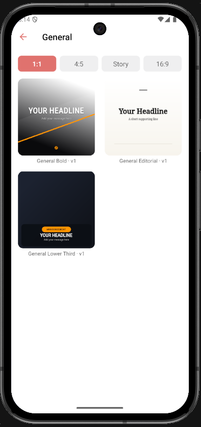 The template list for General posts