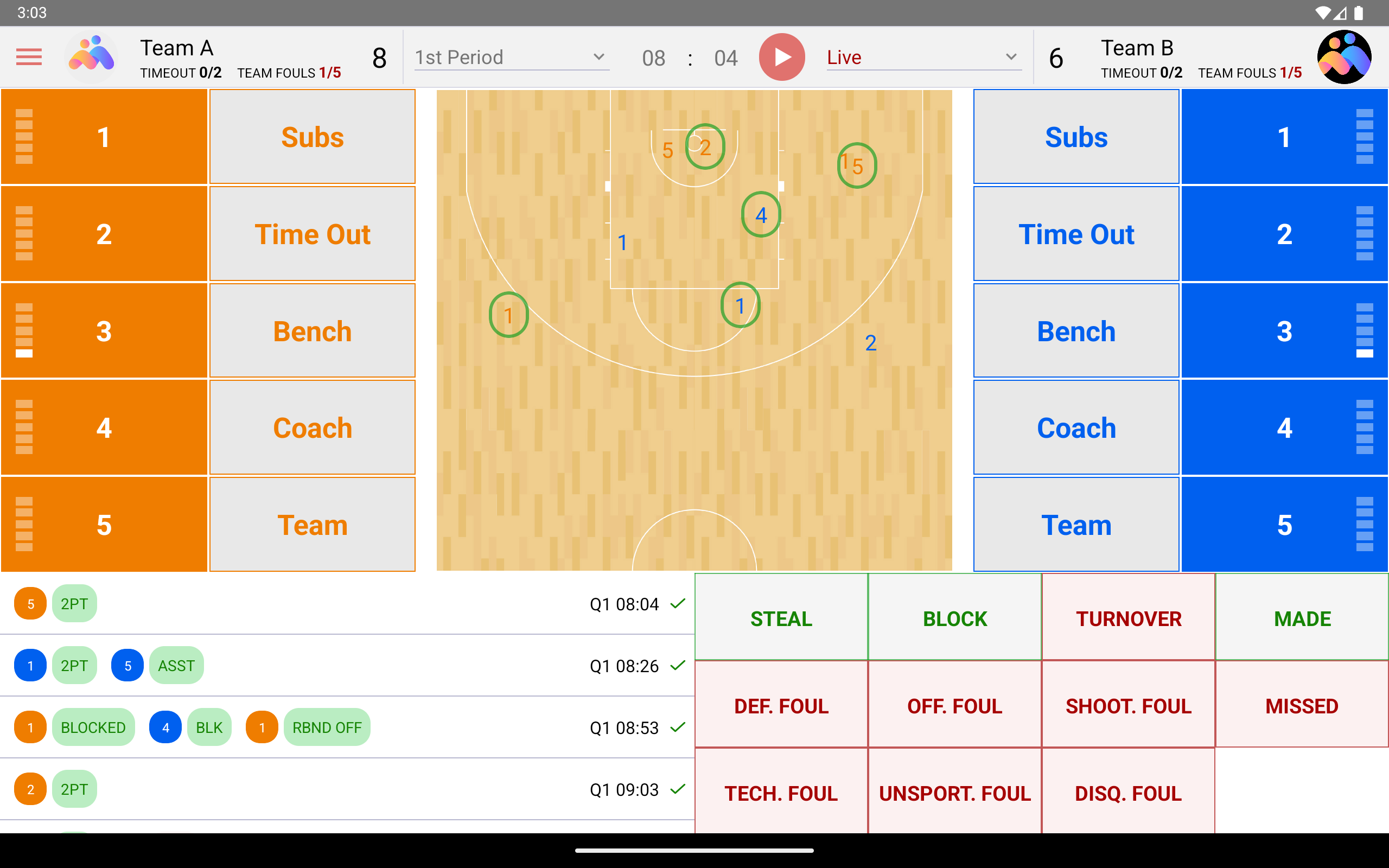 Live stats tracking
