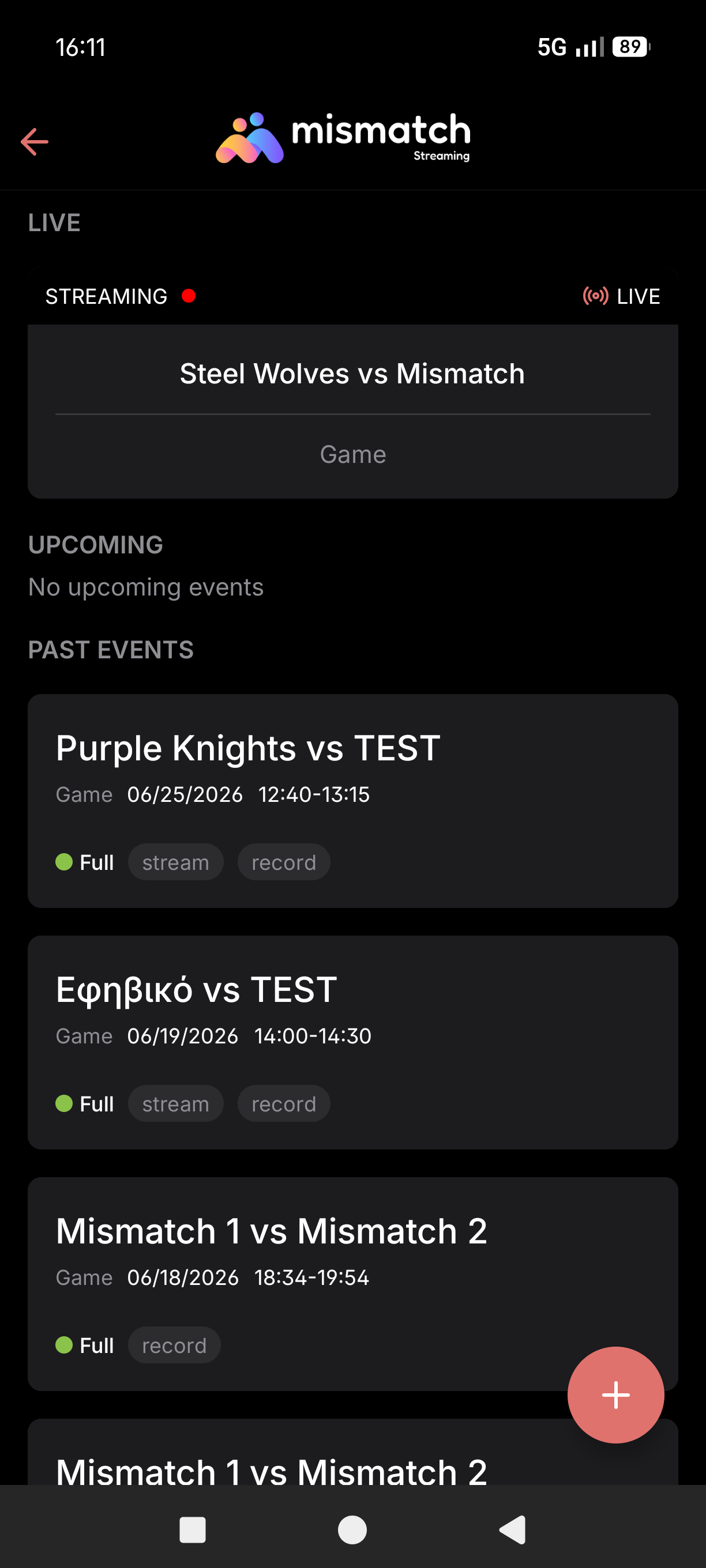 Live game view