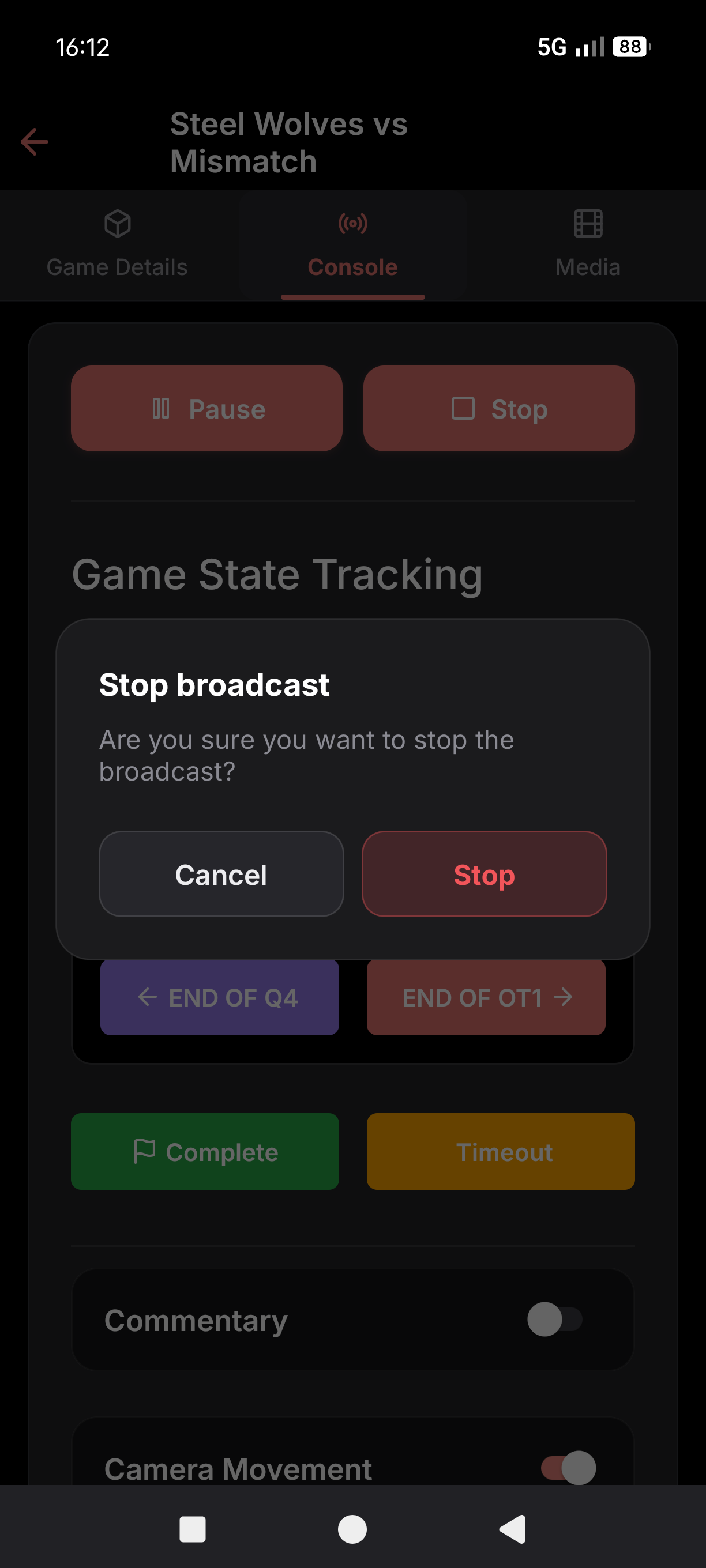 Stop stream confirmation