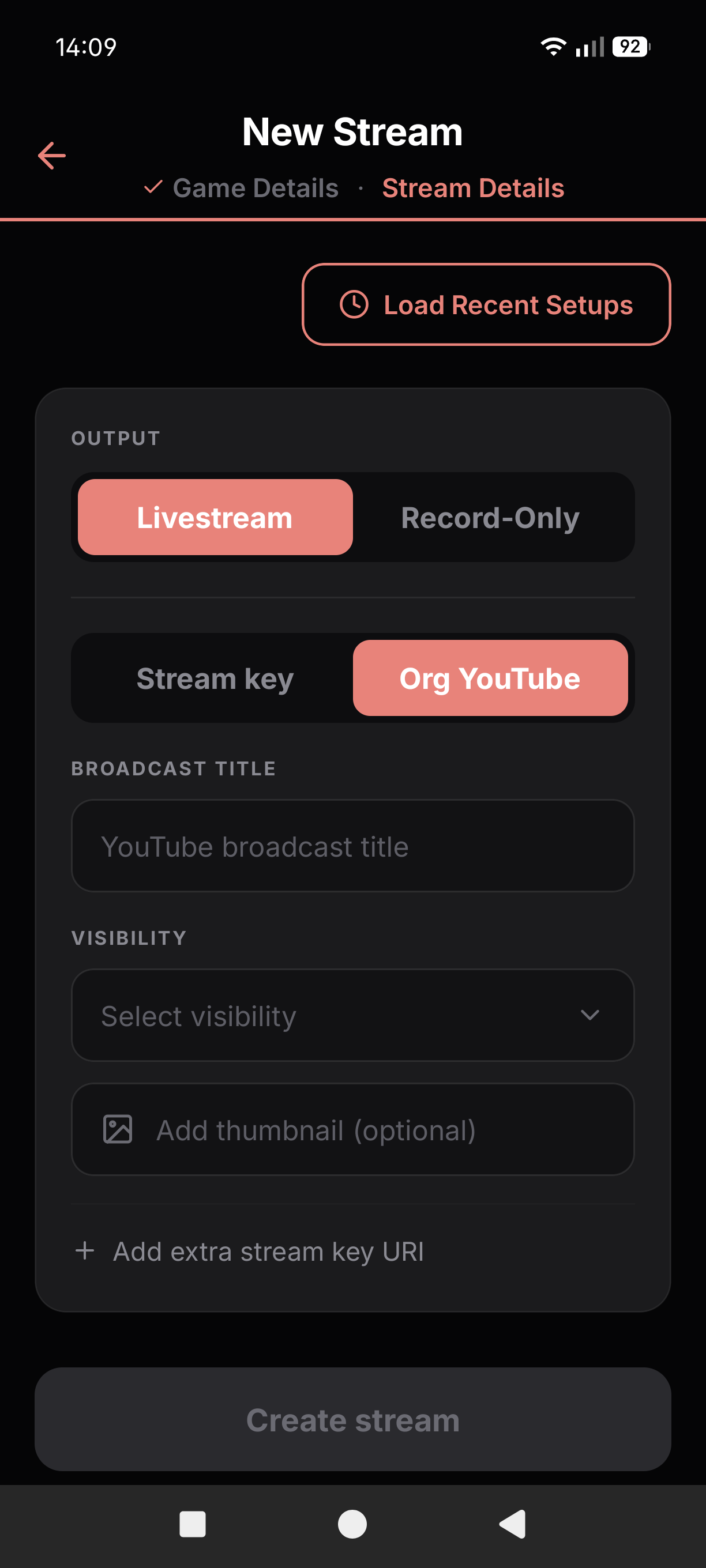 Stream Details page 1