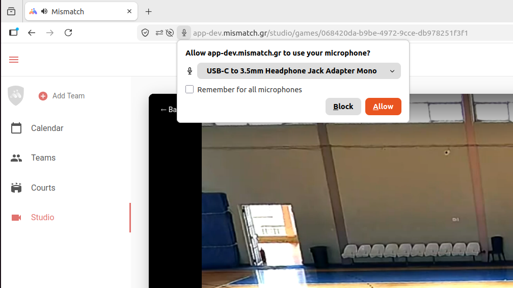 Browser microphone permission prompt
