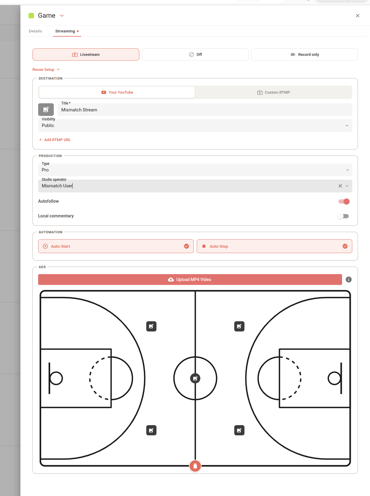 Studio Operator field in the game's streaming settings